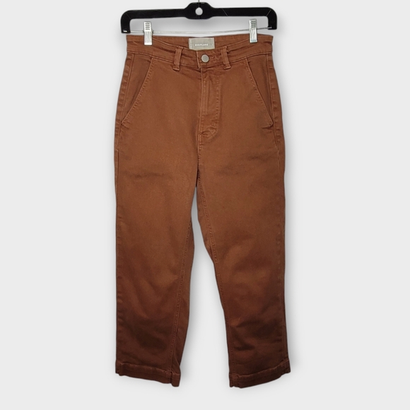 Everlane Straight Leg Crop Twill Pants 2S Brown - Picture 2 of 5